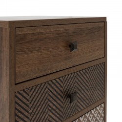 Nightstand Boho pakoworld  with 3 drawers in walnut color 40x40x59cm