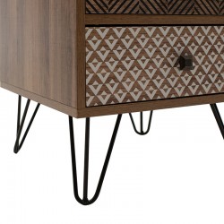 Nightstand Boho pakoworld  with 3 drawers in walnut color 40x40x59cm