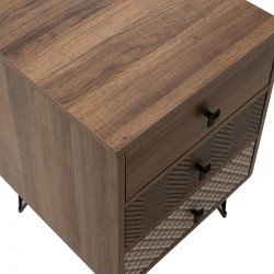 Nightstand Boho pakoworld  with 3 drawers in walnut color 40x40x59cm