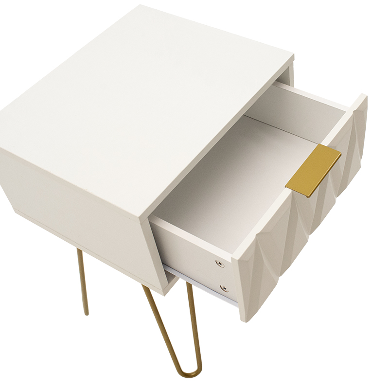 Nightstand Isla pakoworld in white painting-golden color 42x35x55cm Nightstand Isla pakoworld in white painting-golden color 42x35x55cm