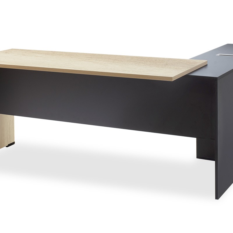 Γραφείο εργασίας επαγγελματικό Lotus pakoworld αναστρέψιμο σε φυσικό-ανθρακί 180x160x75εκ