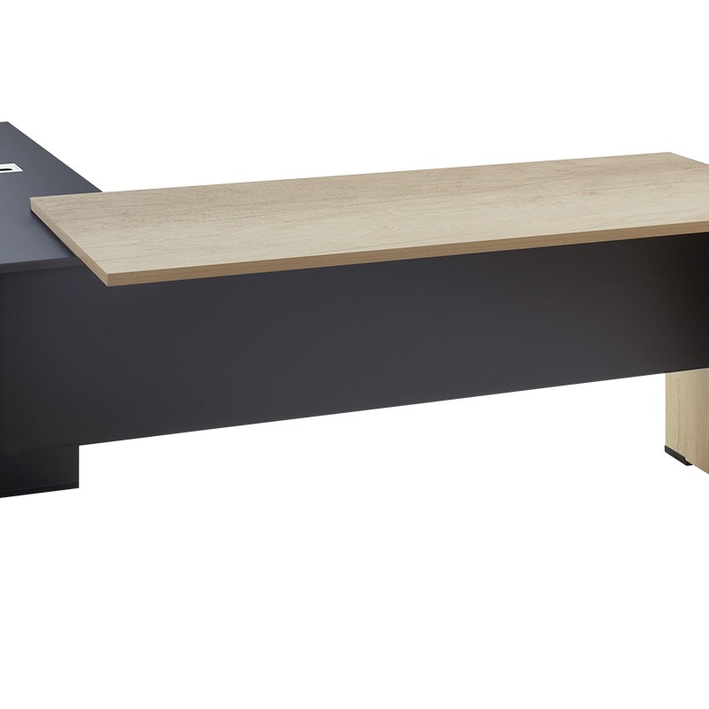 Γραφείο εργασίας επαγγελματικό Lotus pakoworld αναστρέψιμο σε φυσικό-ανθρακί 180x160x75εκ