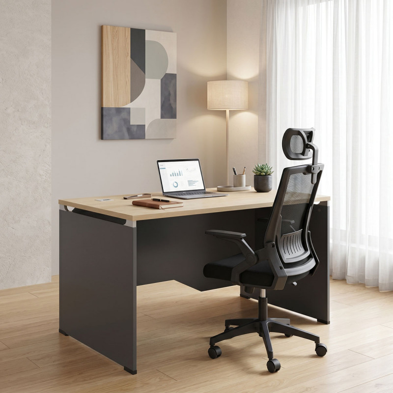 Manager table Lotus pakoworld in oak-dark grey 120x80x75cm