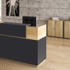 Γραφείο reception Lotus pakoworld σε χρώμα φυσικό - ανθρακί 180x70x110εκ