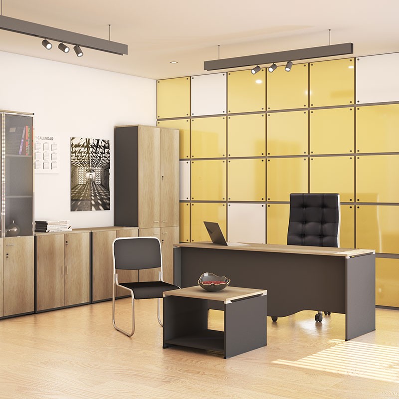 Bookcase Lotus pakoworld in oak - dark grey color 80x40x80cm