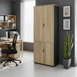 Ντουλάπα γραφείου επαγγελματική Lotus pakoworld χρώμα φυσικό - ανθρακί 80x40,5x200εκ