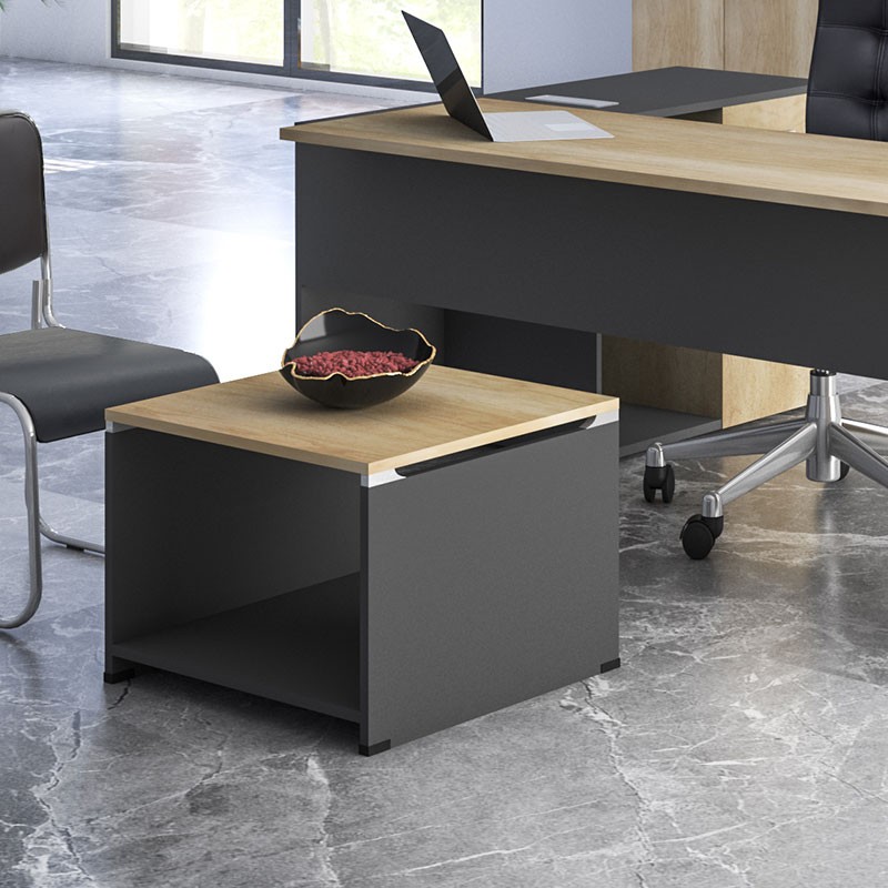 Τραπέζι γραφείου επισκέπτη Lotus pakoworld χρώμα φυσικό - ανθρακί 60x60x45εκ