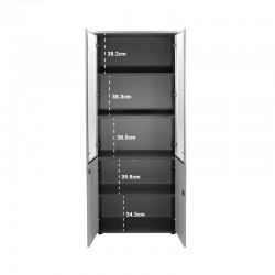 Bookcase Lotus pakoworld with four doors by glass and wood in oak - dark grey color 80x40x200cm
