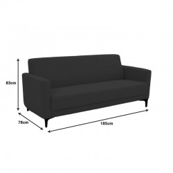 Three seater sofa Sidica pakoworld PU in beige color 185x82x81cm Three seater sofa Sidica pakoworld PU in beige color 185x82x81cm