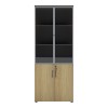 Professional bookcase Lotus pakoworld with doors by glass in natural-anhracite color 80x40x200cm