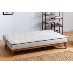 3 seater sofa-bed PWF-0179 fabric cream color 180x80x78cm 3 seater sofa-bed PWF-0179 fabric cream color 180x80x78cm