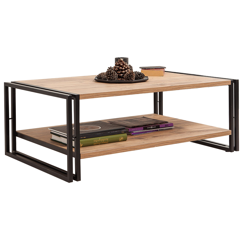 Τραπέζι σαλονιού PWF-0240 pakoworld χρώμα πεύκου-μαύρο 110x70x40εκ