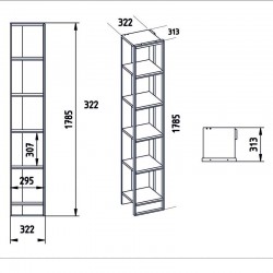 Βιβλιοθήκη Marble pakoworld χρώμα λευκό μαρμάρου-χρυσό 32x31,5x178,5εκ