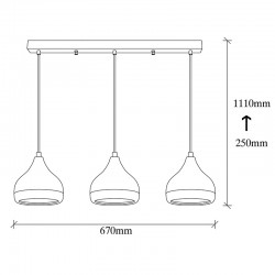 Ceiling lamp three-light Elprecious pakoworld E27 black-bronze 67x17x110cm Ceiling lamp three-light Elprecious pakoworld E27 black-bronze 67x17x110cm