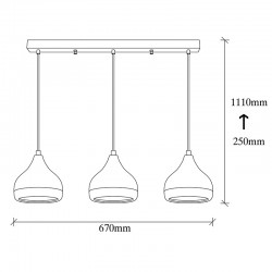 Φωτιστικό οροφής τρίφωτο Elprecious pakoworld E27 μαύρο-bronze 67x17x110εκ