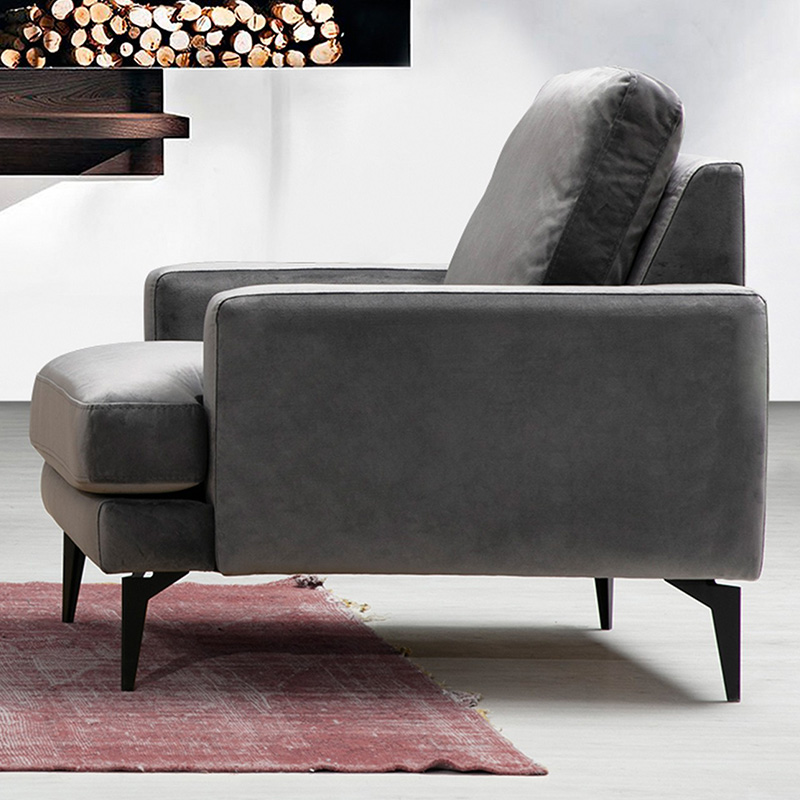 Armchair Fortune pakoworld velvet anthracite black 80x90x88cm Armchair Fortune pakoworld velvet anthracite black 80x90x88cm