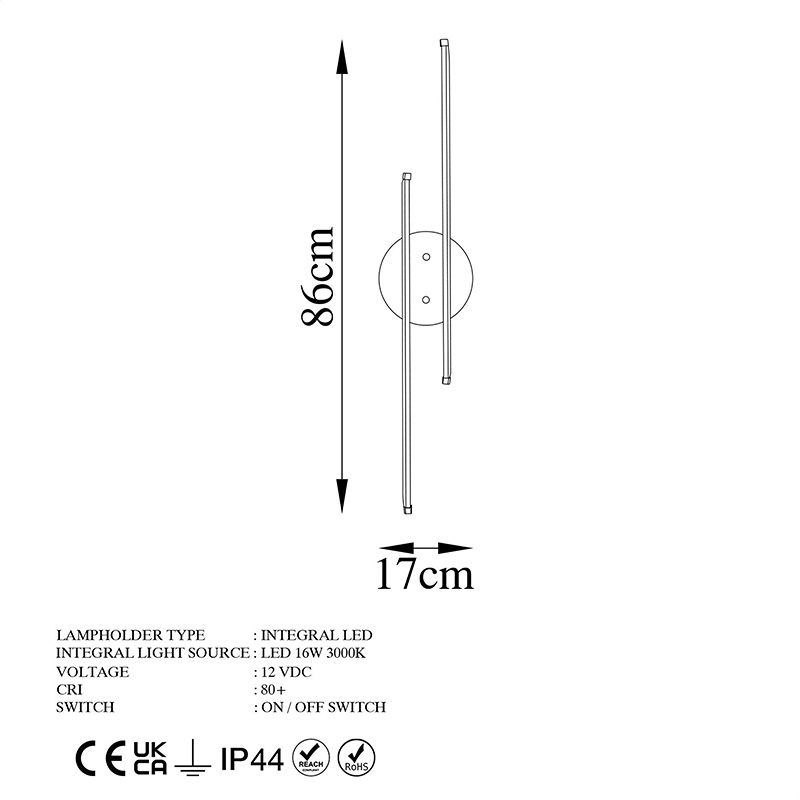 Φωτιστικό τοίχου-απλίκα Expedition pakoworld LED 16W χρυσό 17x5x86εκ