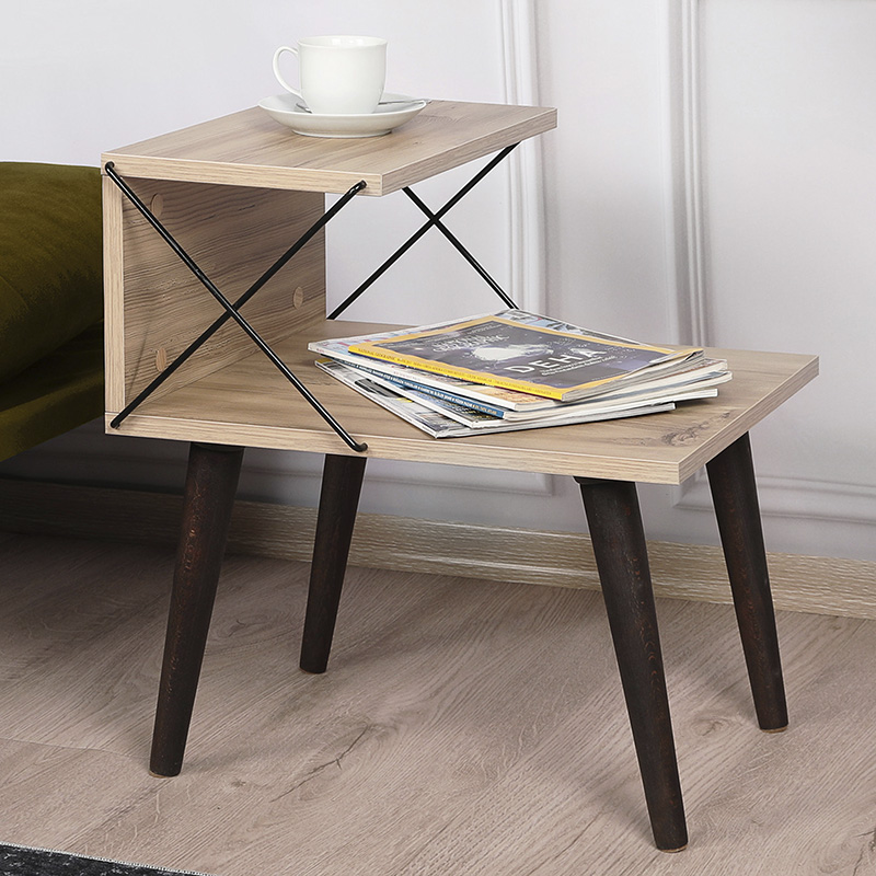 Side table-bedside table Gather pakoworld sonoma-walnut 50x40x55cm Side table-bedside table Gather pakoworld sonoma-walnut 50x40x55cm