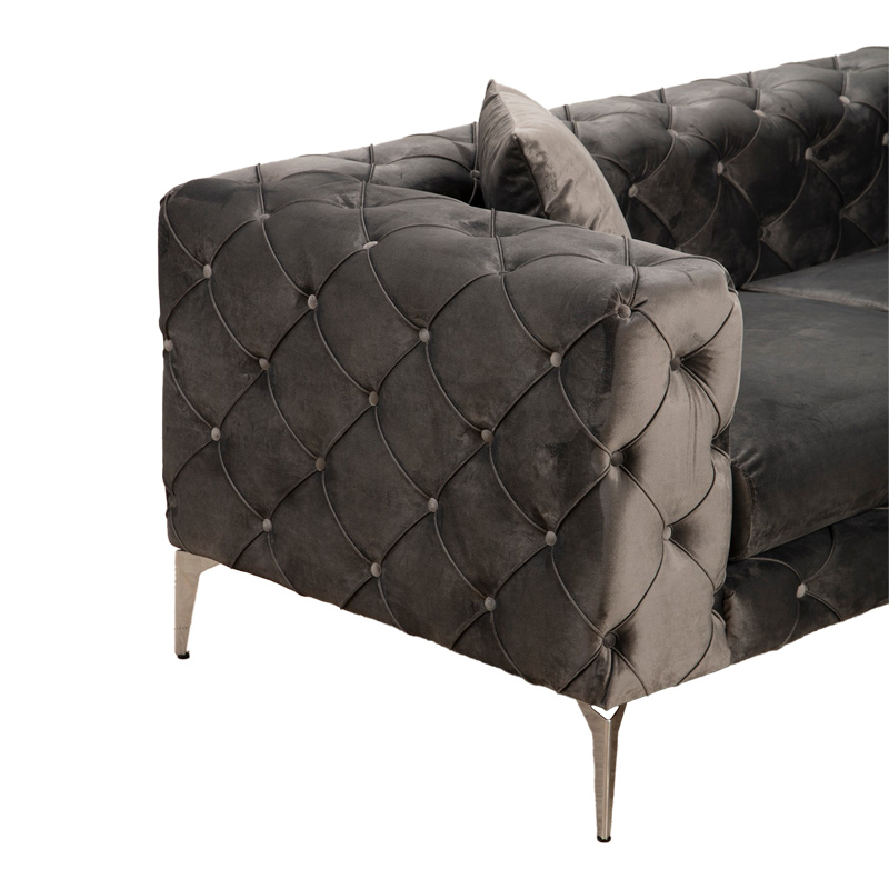 2 seater sofa PWF-0579 pakoworld fabric in dark grey color 197x90x70cm 2 seater sofa PWF-0579 pakoworld fabric in dark grey color 197x90x70cm
