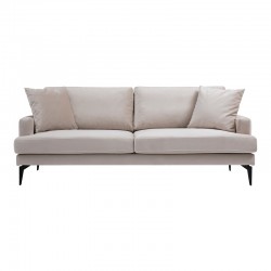 Καναπές 2θέσιος Fortune pakoworld βελούδο μπεζ-μαύρο 175x90x88εκ