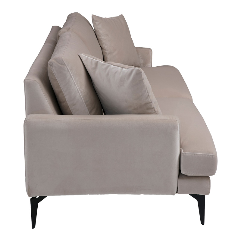 Καναπές 2θέσιος Fortune pakoworld βελούδο μπεζ-μαύρο 175x90x88εκ