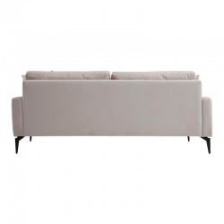 Καναπές 2θέσιος Fortune pakoworld βελούδο μπεζ-μαύρο 175x90x88εκ