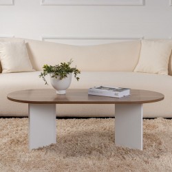Coffee table Tabletod pakoworld in walnut-white color 119x60x40cm Coffee table Tabletod pakoworld in walnut-white color 119x60x40cm