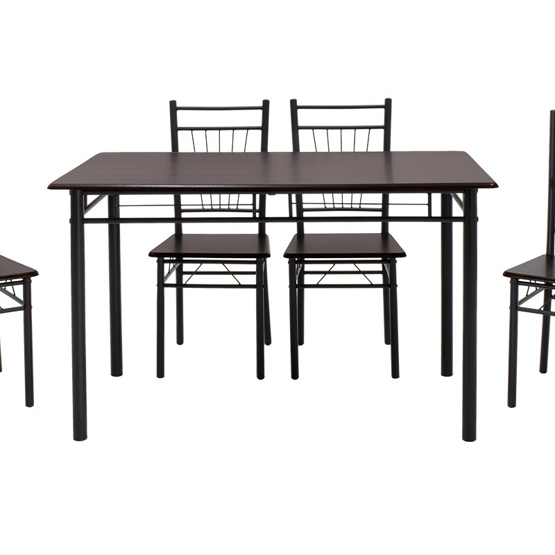 Τραπεζαρία Roza pakoworld σετ 5τμχ χρώμα σκούρο καρυδί - πόδια μαύρο ματ 120x70x75εκ