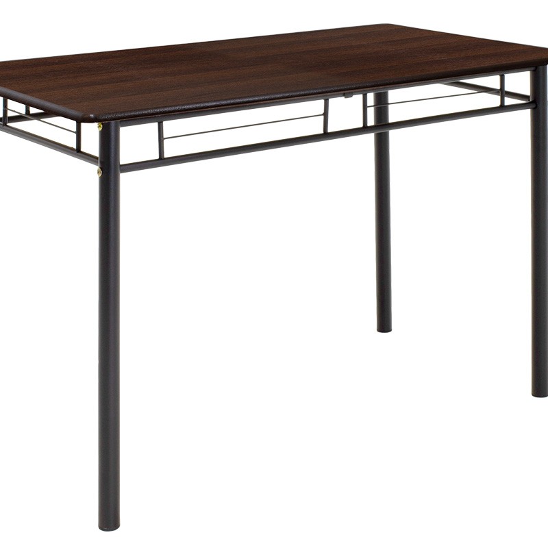 Τραπεζαρία Roza pakoworld σετ 5τμχ χρώμα σκούρο καρυδί - πόδια μαύρο ματ 120x70x75εκ