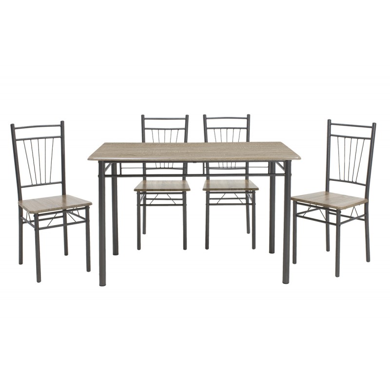 Dining set Roza pakoworld 5pcs color sonoma - legs anthracite matte 120x70x75cm Dining set Roza pakoworld 5pcs color sonoma - legs anthracite matte 120x70x75cm