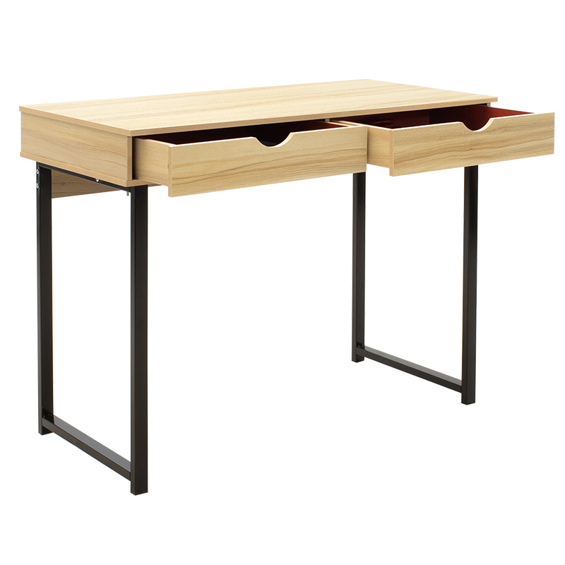 Metalic computer table Vitor MDF in maple wood color 100x48x75cm