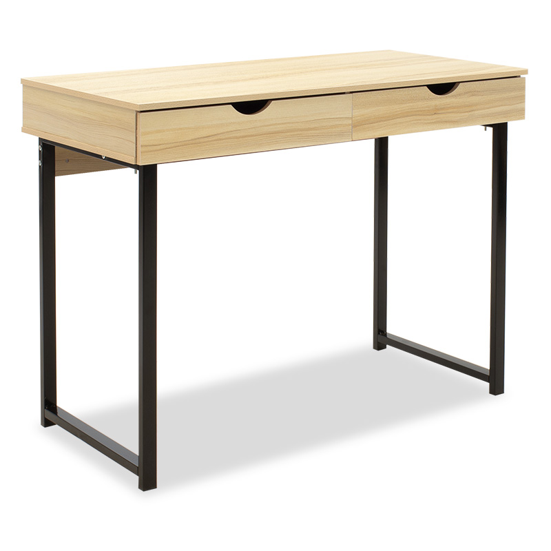 Metalic computer table Vitor MDF in maple wood color 100x48x75cm