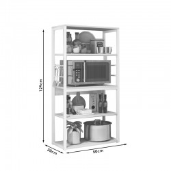 Floor shelf unit Tace pakoworld metallic in white-natural color 50x30x129cm Floor shelf unit Tace pakoworld metallic in white-natural color 50x30x129cm