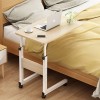 Side table Talf pakoworld on wheels in white-walnut color 60x40x62-88cm