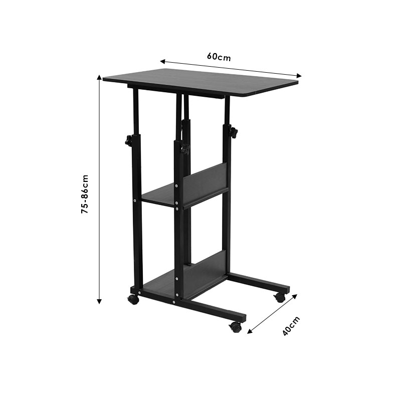 Side table on wheels Babs pakoworld in walnut-black color 60x40x71-92cm Side table on wheels Babs pakoworld in walnut-black color 60x40x71-92cm