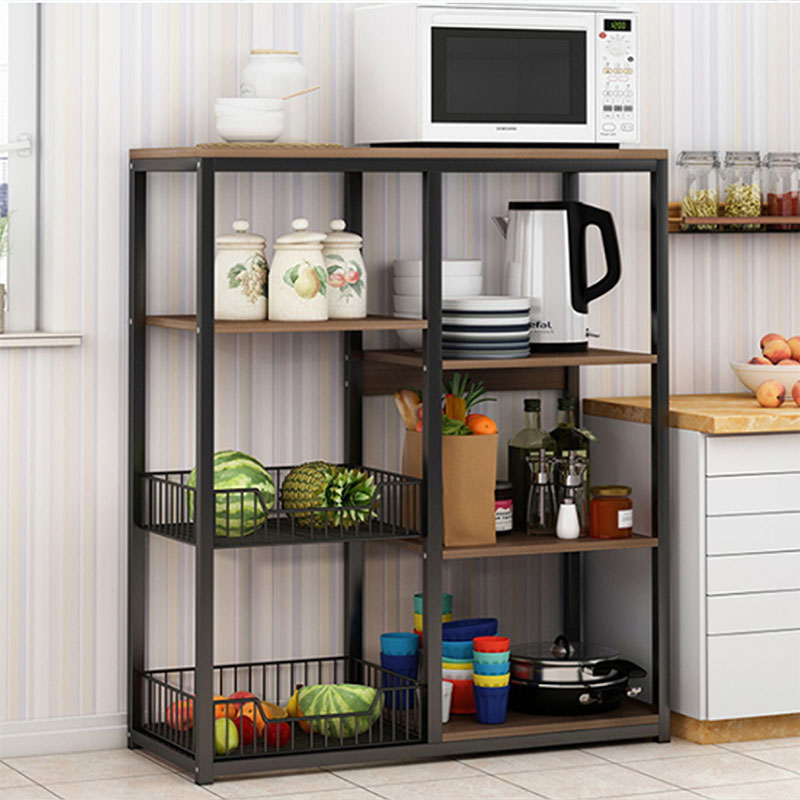 Floor Shelf unit Tati pakoworld metal black-walnut 80x30x101cm Floor Shelf unit Tati pakoworld metal black-walnut 80x30x101cm