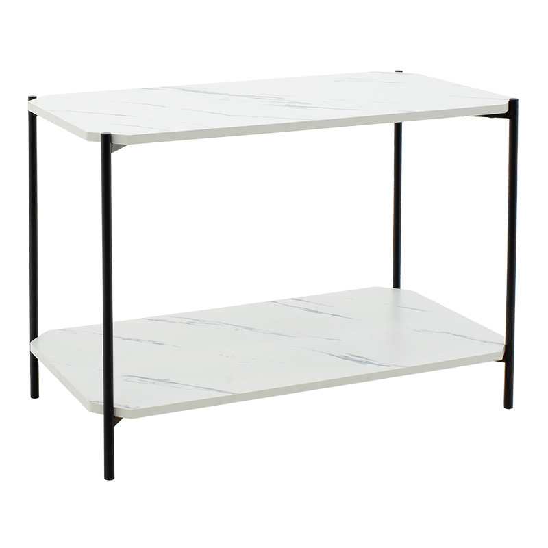 Τραπέζι σαλονιού Mara MDF λευκό μαρμάρου-μαύρο 80x40x55cm