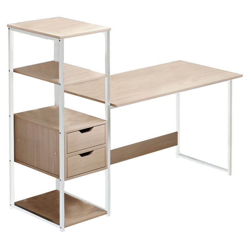 Zayn ΙΙ pakoworld desk with shelf-MDF natural-white 107x40x110cm