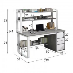 Γραφείο Soco pakoworld με ραφιέρα-MDF γκρι-λευκό 120x50x144εκ