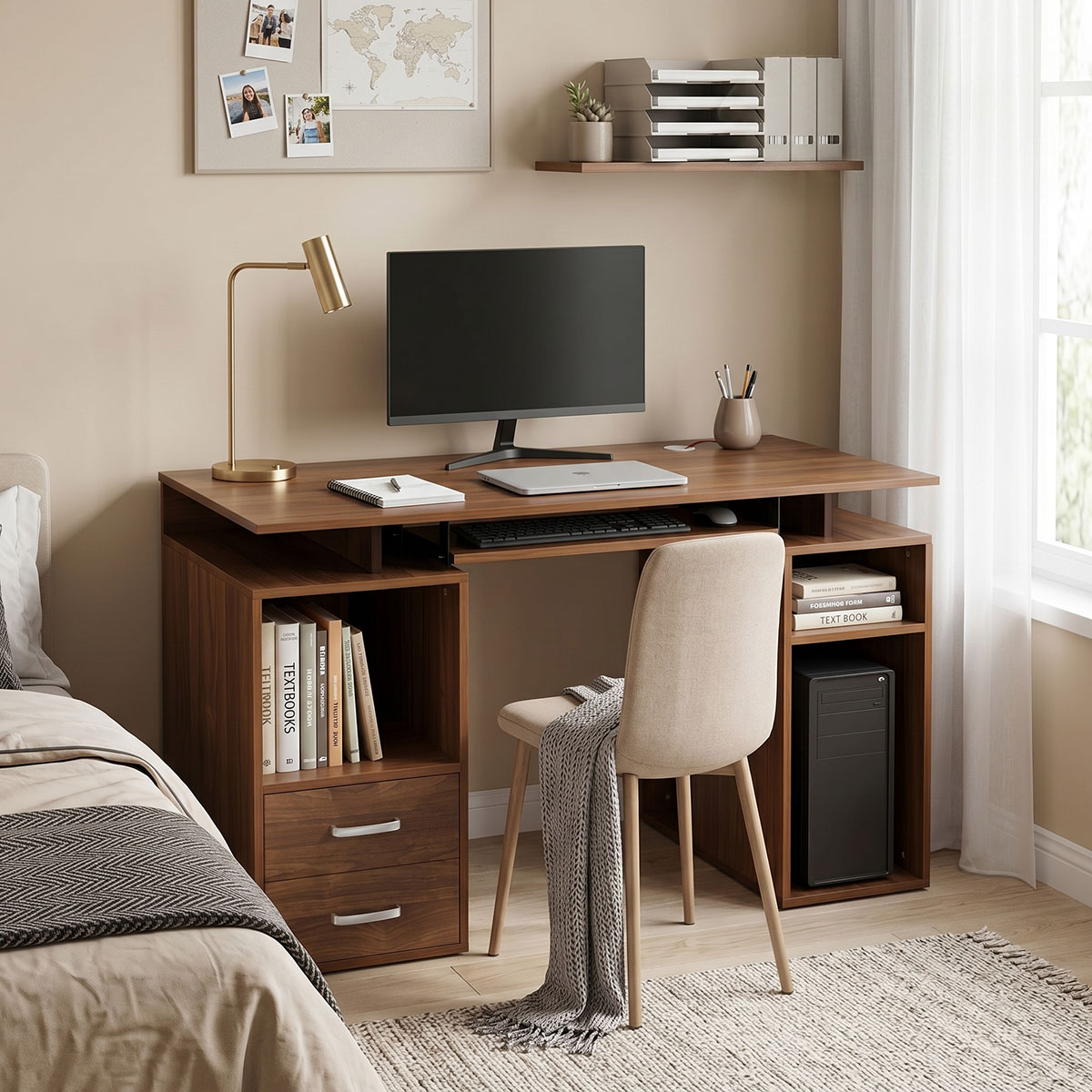 Computer desk Liberion pakoworld walnut 120x55x76cm