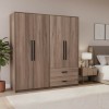 4-door wardrope Edritte pakoworld with drawers light walnut 160x52x195cm