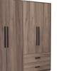 4-door wardrope Edritte pakoworld with drawers light walnut 160x52x195cm