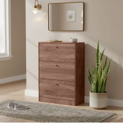 Παπουτσοθήκη Warat pakoworld 3 θέσεων σε καρυδί απόχρωση 80x24x112εκ