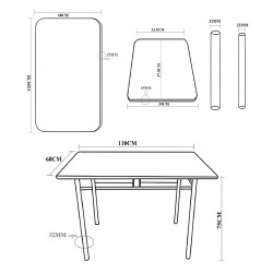 Dining set Roza I pakoworld 5pcs in coffee with black metal legs 110x68x75cm