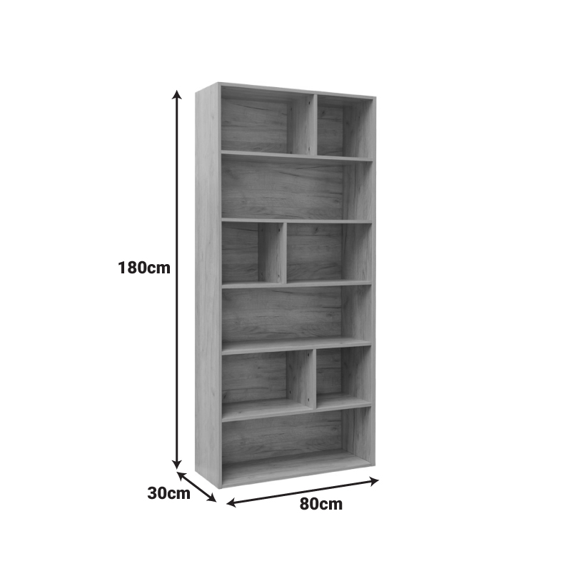 Bookcase Evergin pakoworld with drawers mdf in oak color 80x30x180cm