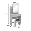 Dressing table Cenzo pakoworld in white and grey-beige color 80x40x155cm