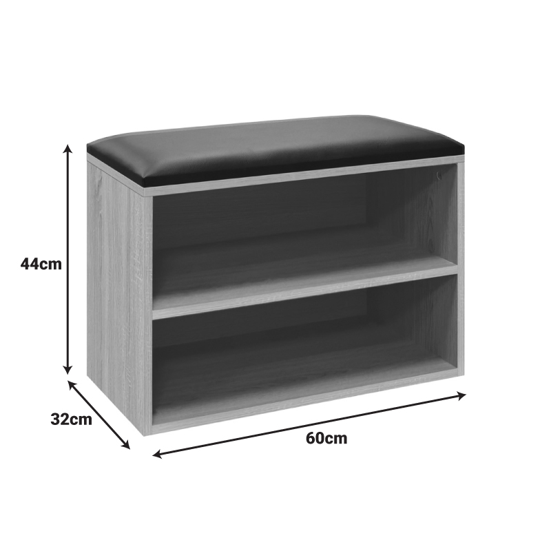 Shoe cabinet stool Kiana pakoworld 4 pairs in walnut color 60x32x44cm
