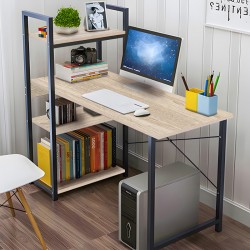 Study desk Bencour pakoworld with bookcase mdf in natural color with black metal 90x40x110cm