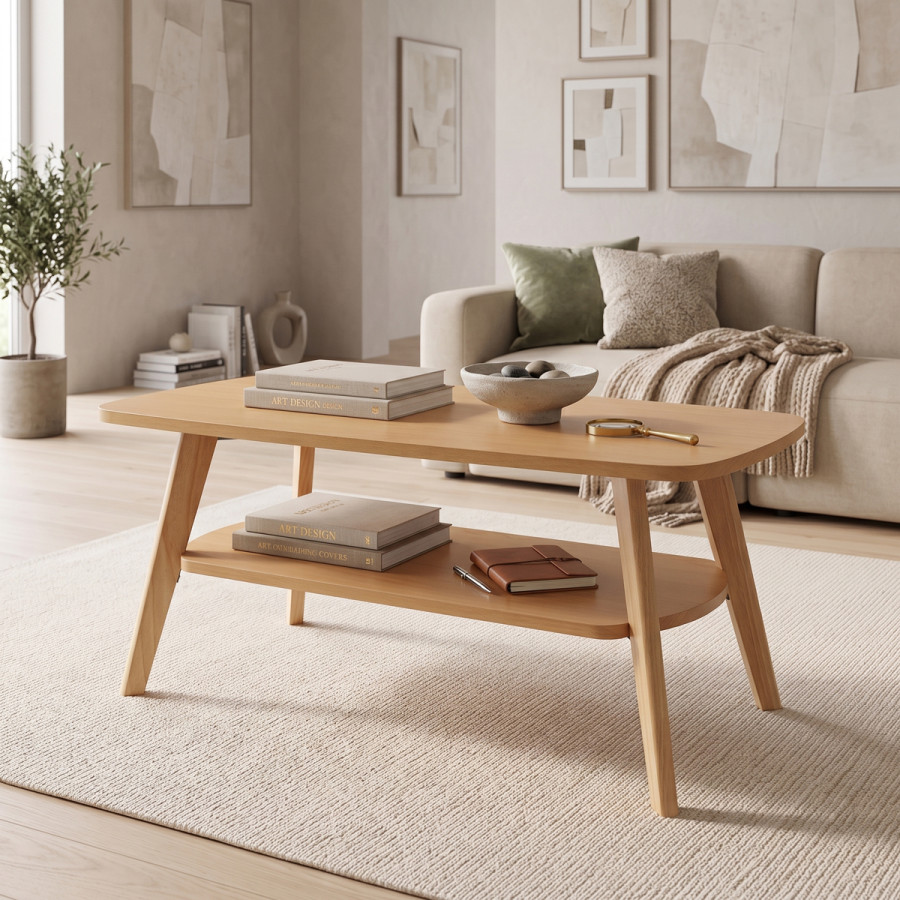 Komela I mdf coffee table in natural shade 100x48x45cm