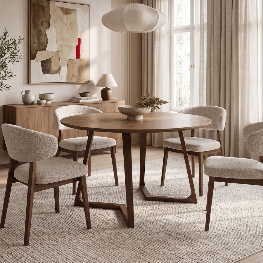 Τραπέζι Sedria pakoworld mdf καρυδί Φ120x75εκ